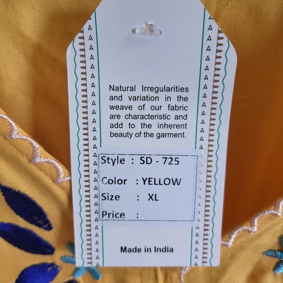 Anandas Collection Boho Floral Tassled Yellow Tank Dress Embroidered Womens XL - Picture 8 of 9